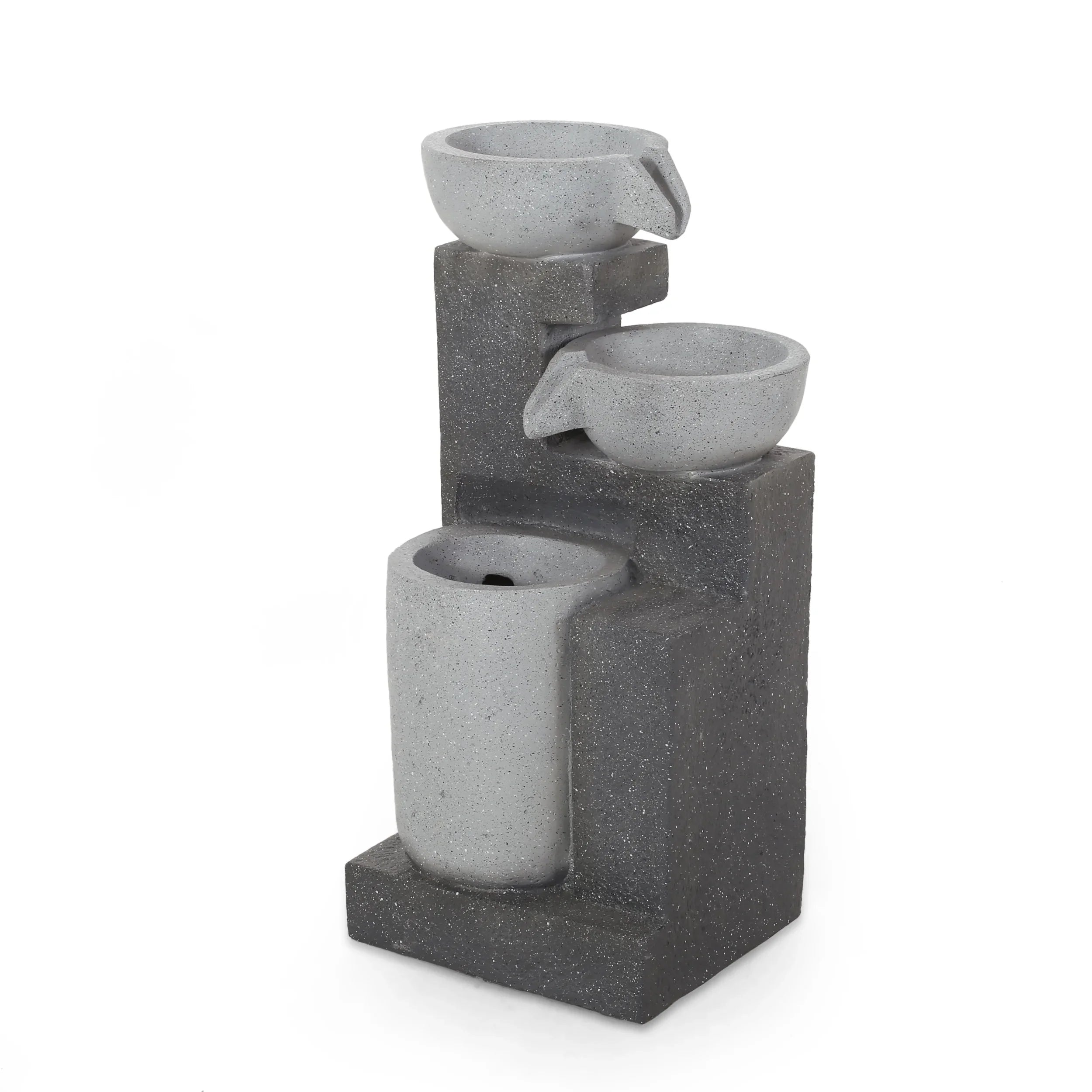 Premium Premium Colquitt Outdoor Modern 3 Tier Fountain, Multi-Gray - Great Deal!