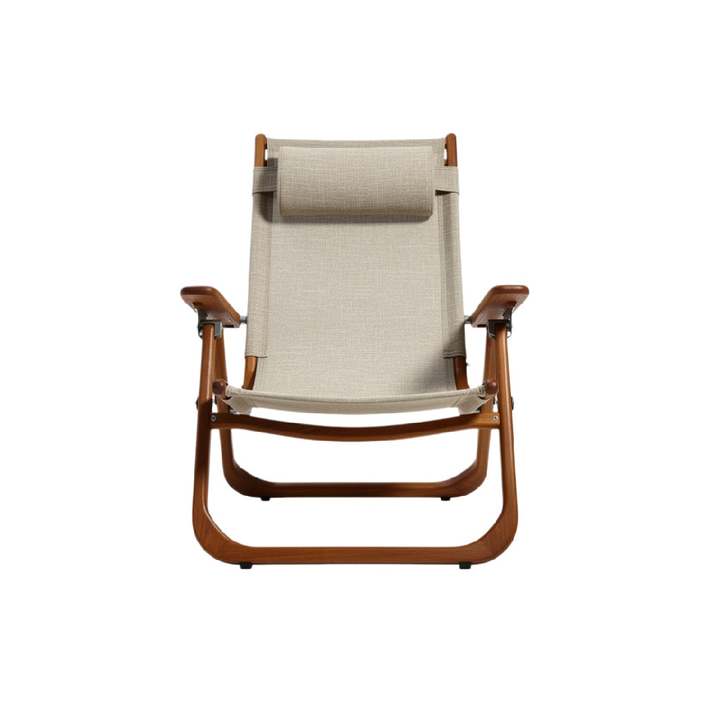 Modern Relaxation: Ergonomic Folding Chair with Wooden Frame