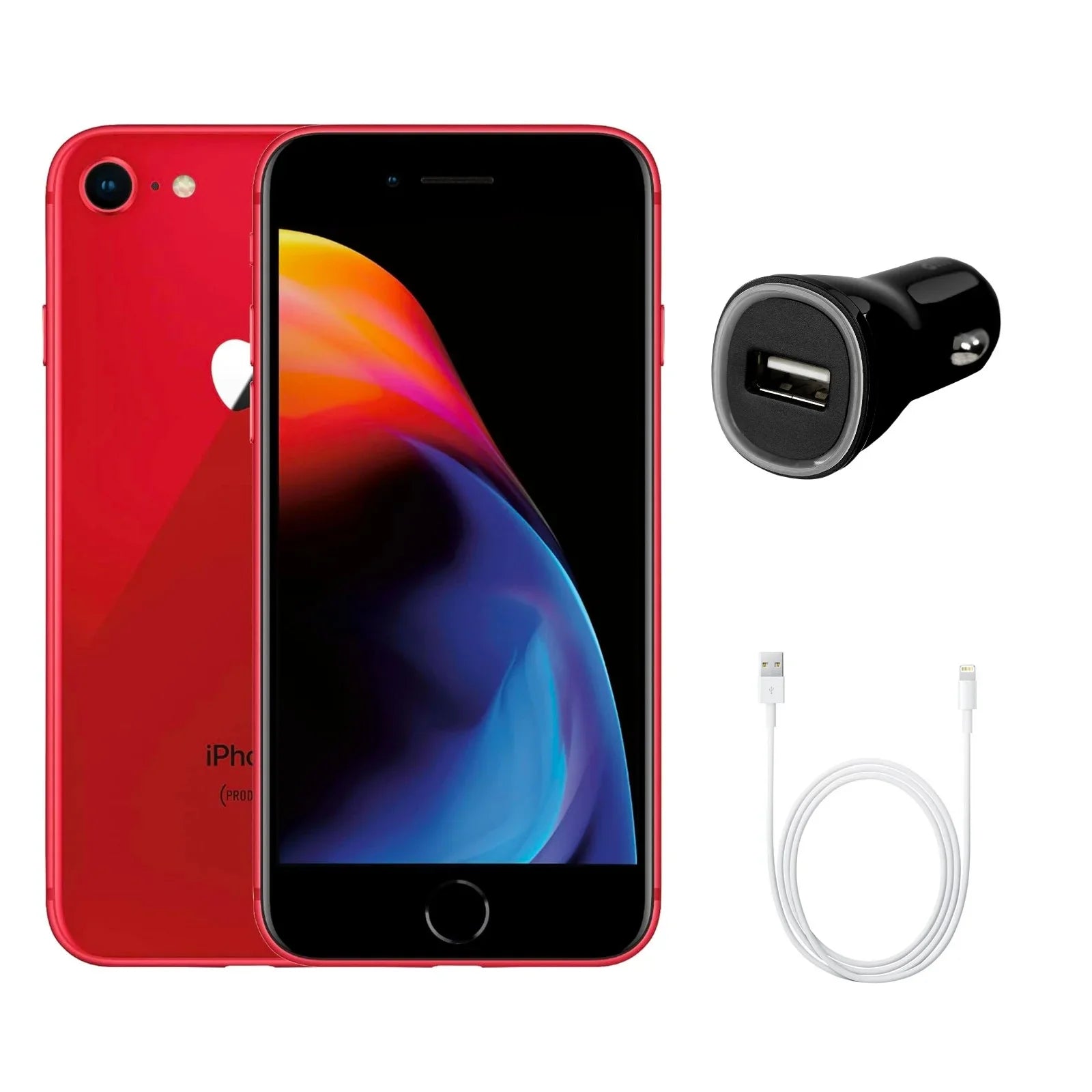 Premium Premium Restored Apple iPhone 8 A1863 (Fully Unlocked) 64GB Red (Grade A) w/ Fast Car Charger (Refurbished) - Great Deal!