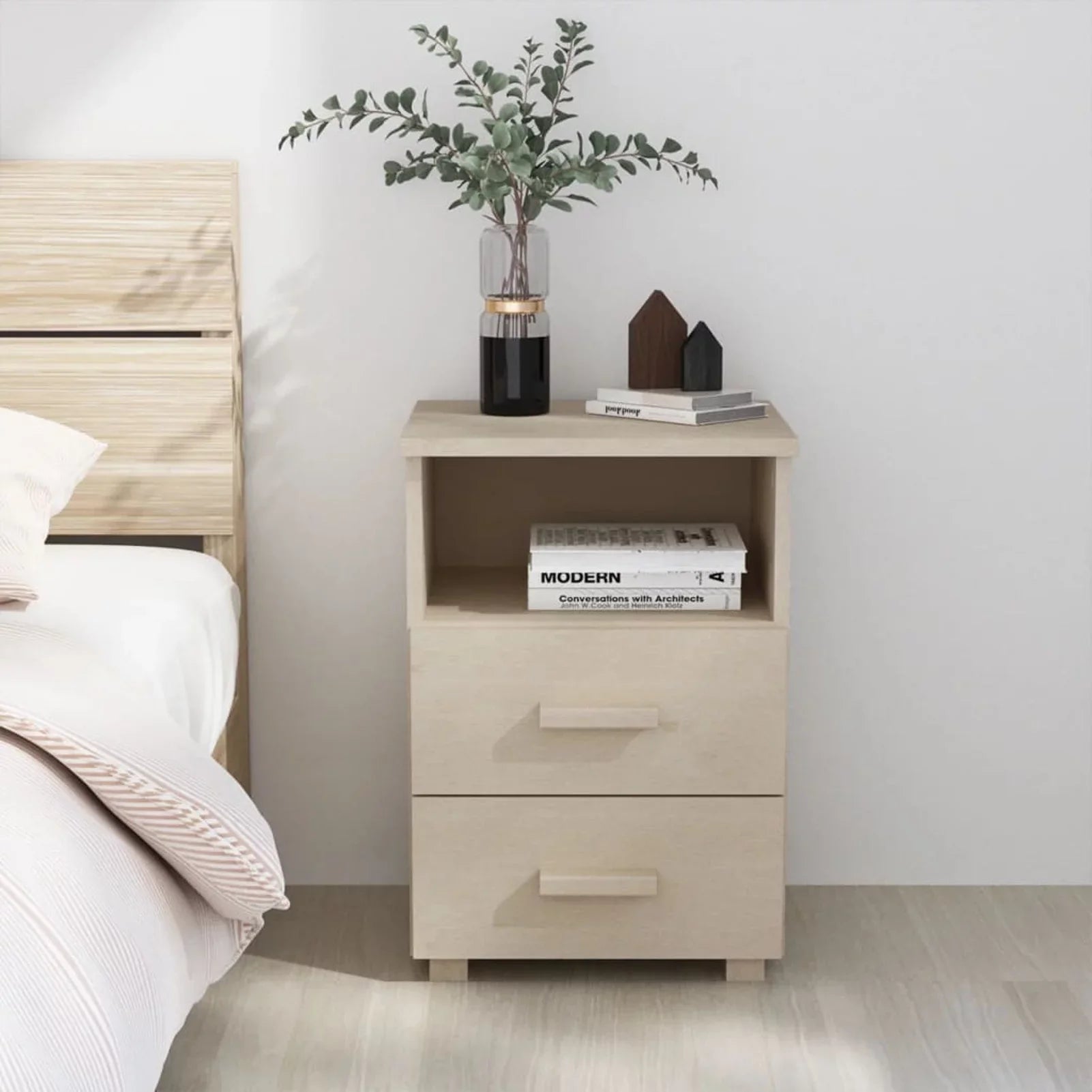 Htovila Bedside Cabinet HAMAR Honey Brown 15.7"x13.8"x24.4" Solid Wood Pine - Great Deal! - Great Deal!