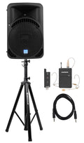 Premium Premium Rockville 15" Church Speaker Sound System w/ Headset Mic For Sermons, Speeches