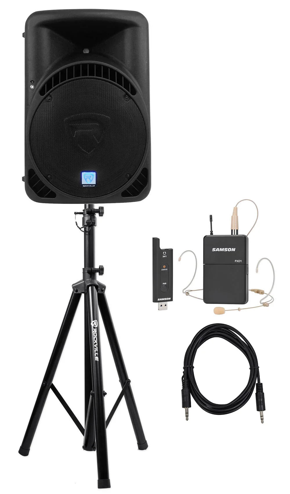 Premium Premium Rockville 15" Church Speaker Sound System w/ Headset Mic For Sermons, Speeches