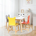Premium Premium 5 Piece Kids Table and Chair Set Toddler Table Cartoon Animals Kids Wood Table with 4 Chairs Set for Learning Playing Crafts Drawing White - Great Deal!